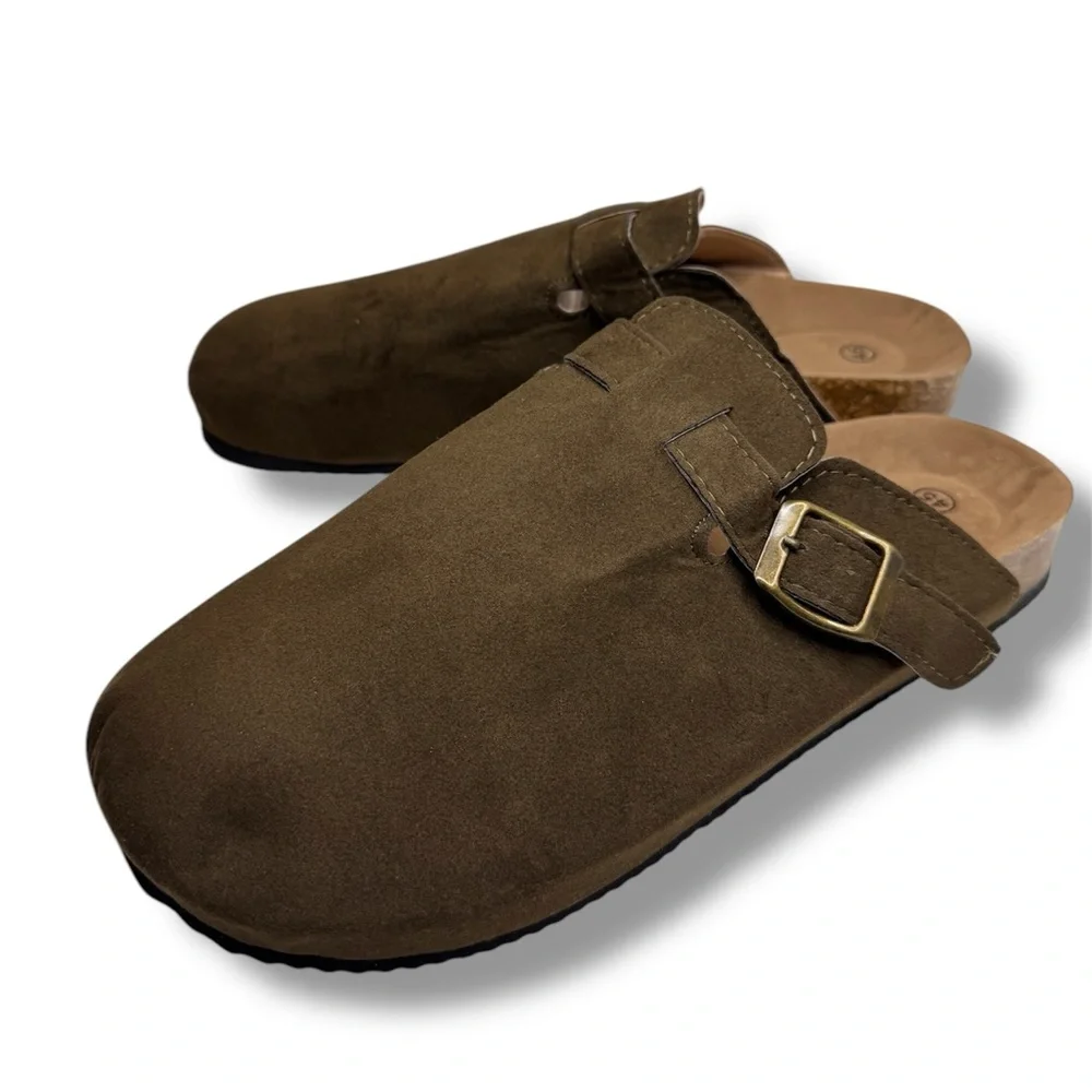 Generic Clogs Mules Unisex Sz 9 Dark Brown with Buckle NWOT Men/Women Slip on